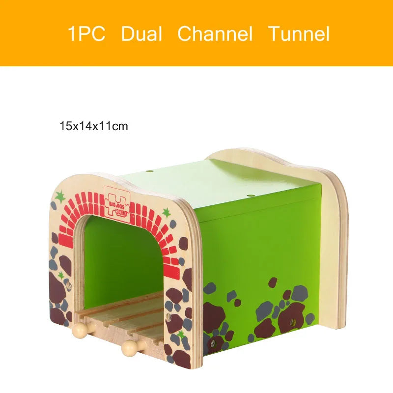 Wooden Train Track Accessories Wood Railway Track Train Station Bridge Tunnel Compatible All Brands Wooden Track Toys