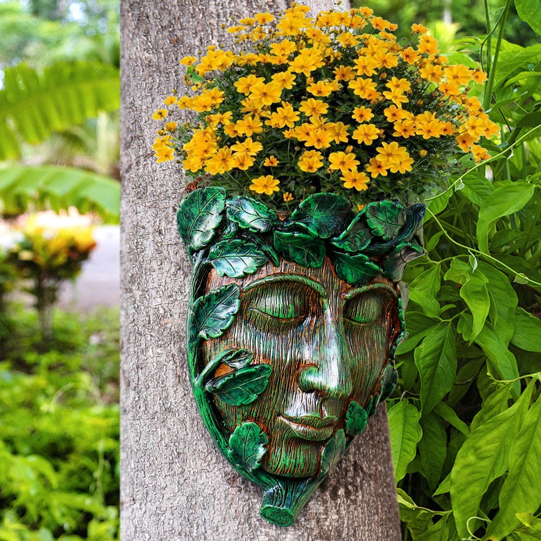 Unique Human Face Tree Ornament - Halloween Home Decor & Garden Decor for Outside, Fit Patio Resin Craft Ornament