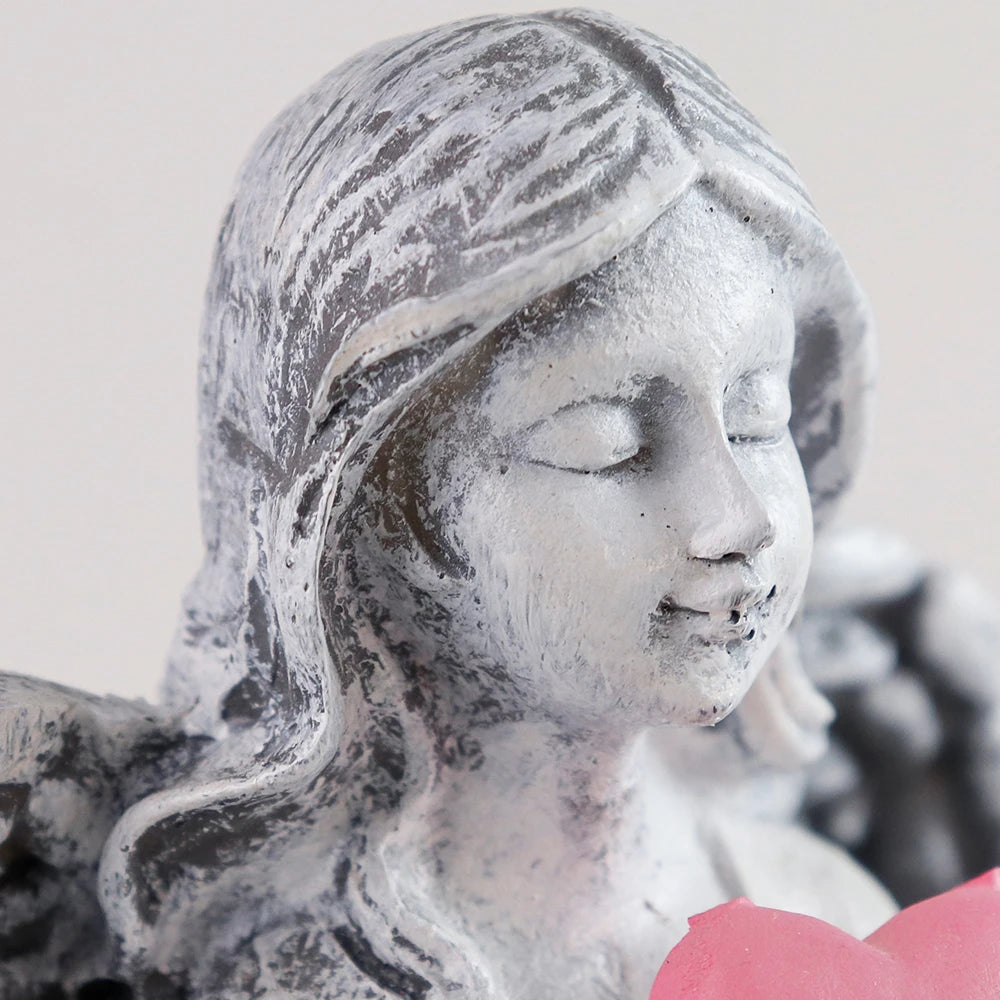 US Stock! Solar - Powered Resin Angel Lamp with Flower Decor - Ideal for Home Decor Aficionados and Angel Collectors