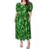 Best Price Wholesale Custom Hawaiian Tropical Flower Printing Multi Tiered Dresses Micronesia Puff Short Sleeve Ladies Dresses
