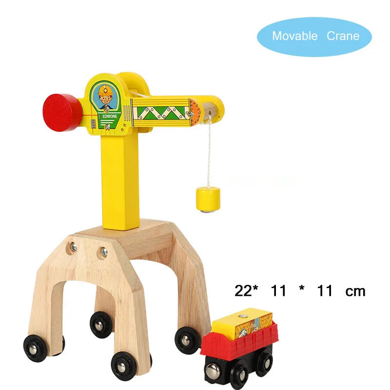 New Wooden Railway Train Track Set Accessoriess Train Station Tunnel Crane Fit All Brands Wood Tracks Educational Toys For Kids