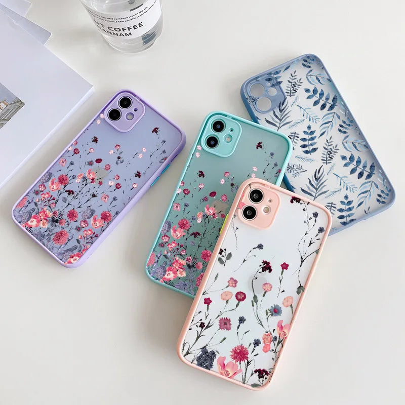 Premium Hand-Painted Flower iPhone Case - Shockproof Protective Cover