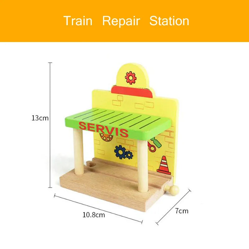 Wooden Train Track Accessories Wood Railway Track Train Station Bridge Tunnel Compatible All Brands Wooden Track Toys