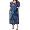 Best Price Wholesale Custom Hawaiian Tropical Flower Printing Multi Tiered Dresses Micronesia Puff Short Sleeve Ladies Dresses