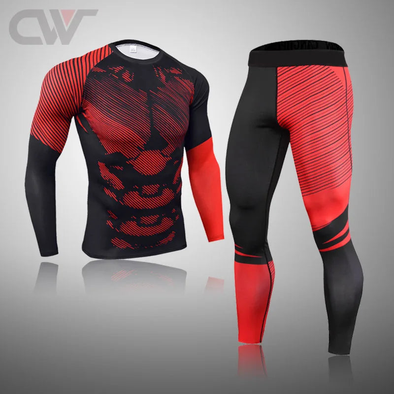 Winter New Men Ski Thermal Underwear Sets Compression Sweat Quick Drying Cycling Thermo Underwear Men Clothing Long Johns