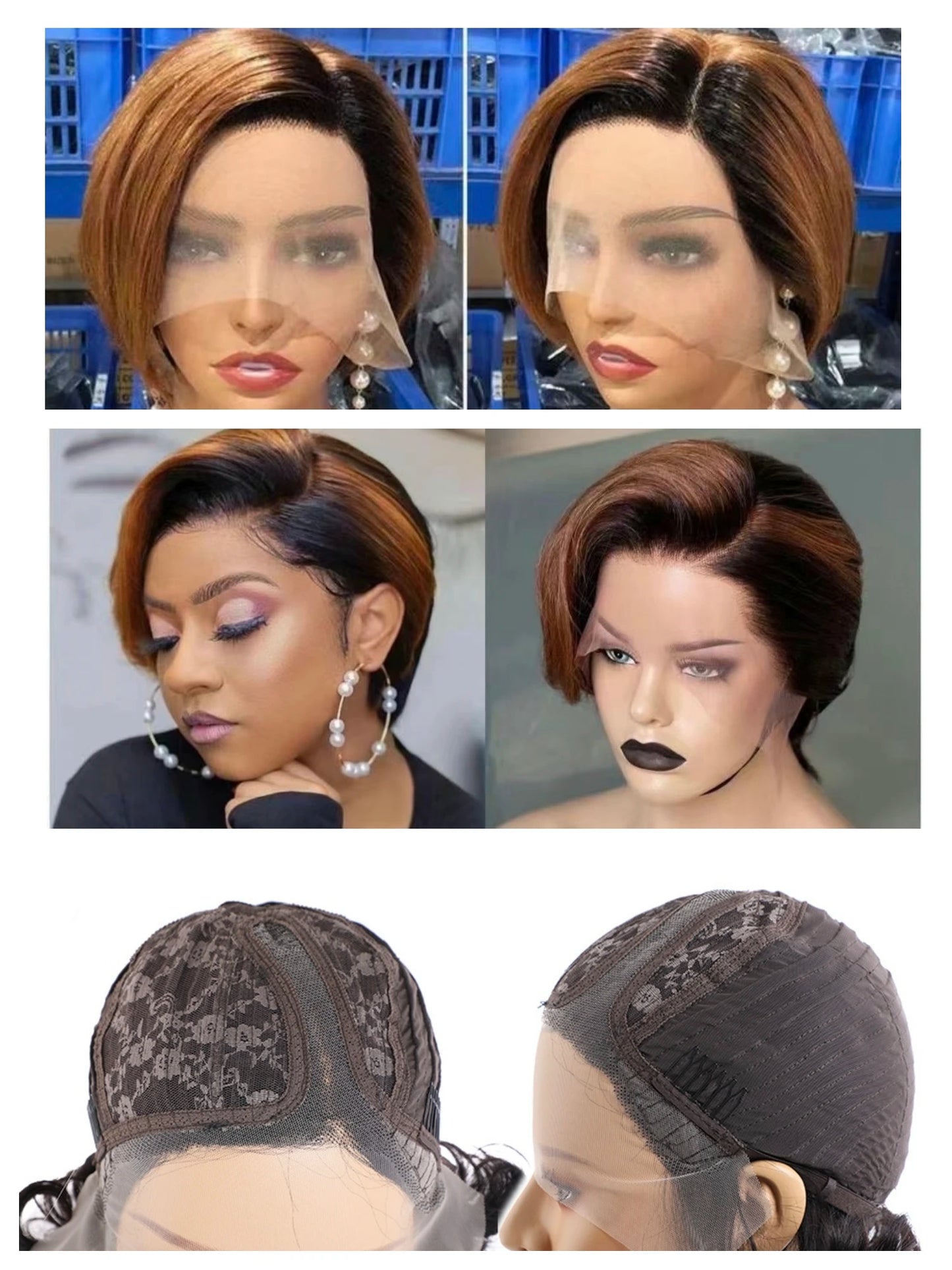 Brazilian Short Bob Pixie Cut Wig Human Hair Bob Short Wine Color Pixie Hair Cuts 13*4*1 Lace Wig With Baby Hair