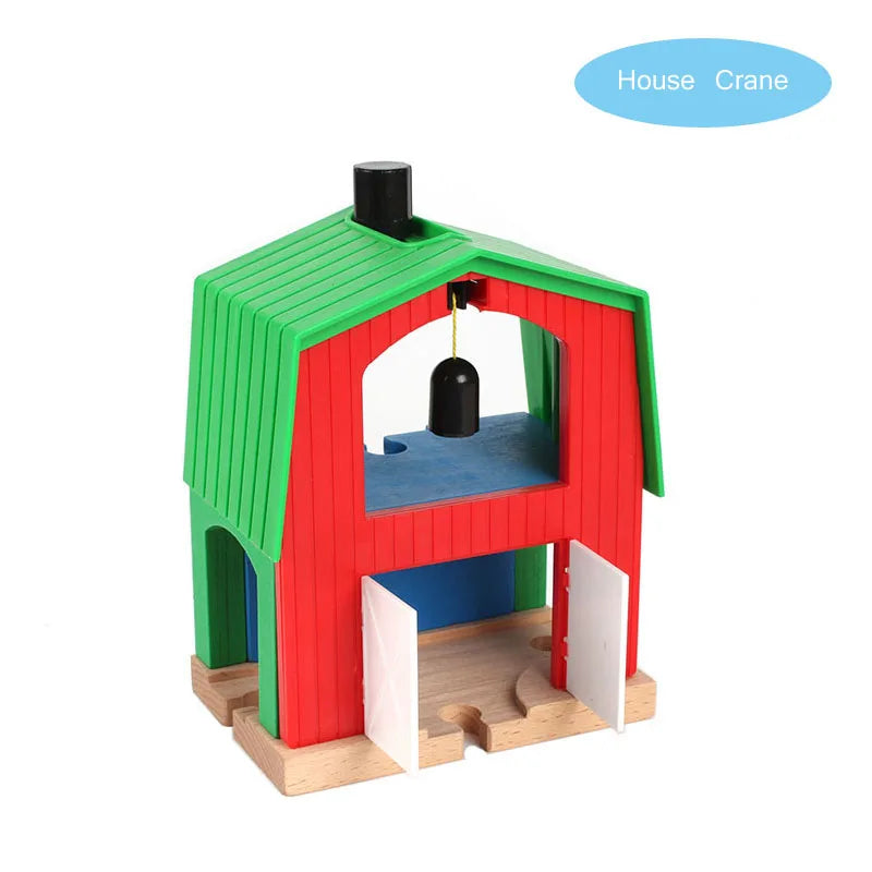 New Wooden Railway Train Track Set Accessoriess Train Station Tunnel Crane Fit All Brands Wood Tracks Educational Toys For Kids