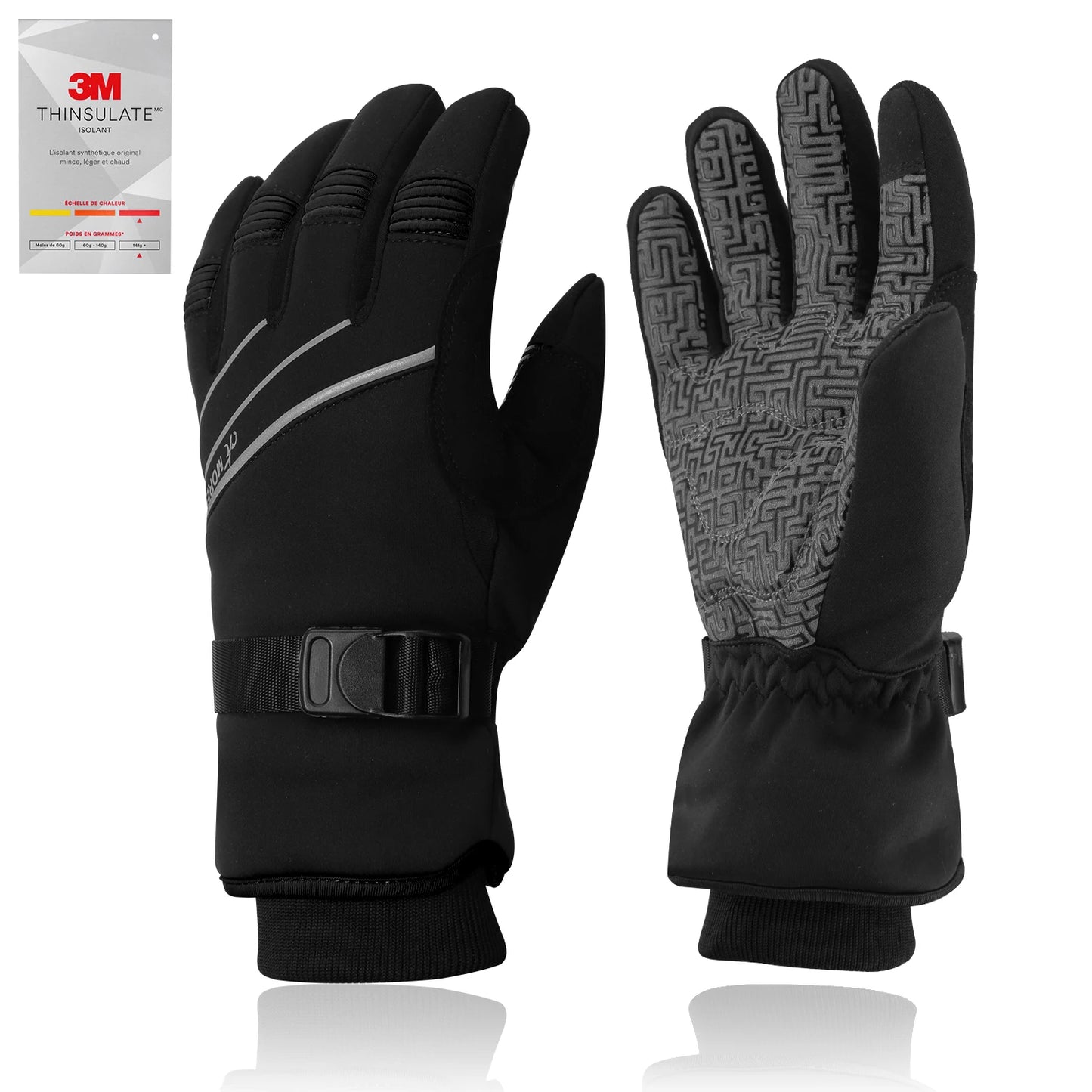 MOREOK Ski Gloves 3M Warm Full Finger Touch Screen Winter Cycling Gloves Reflect Bike Glove Windproof Motorcycle Glove Men Women