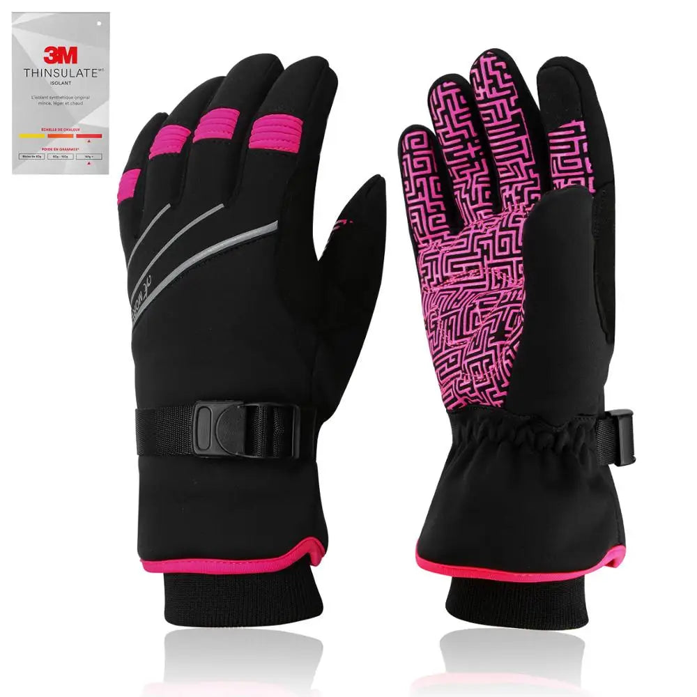 MOREOK Ski Gloves 3M Warm Full Finger Touch Screen Winter Cycling Gloves Reflect Bike Glove Windproof Motorcycle Glove Men Women