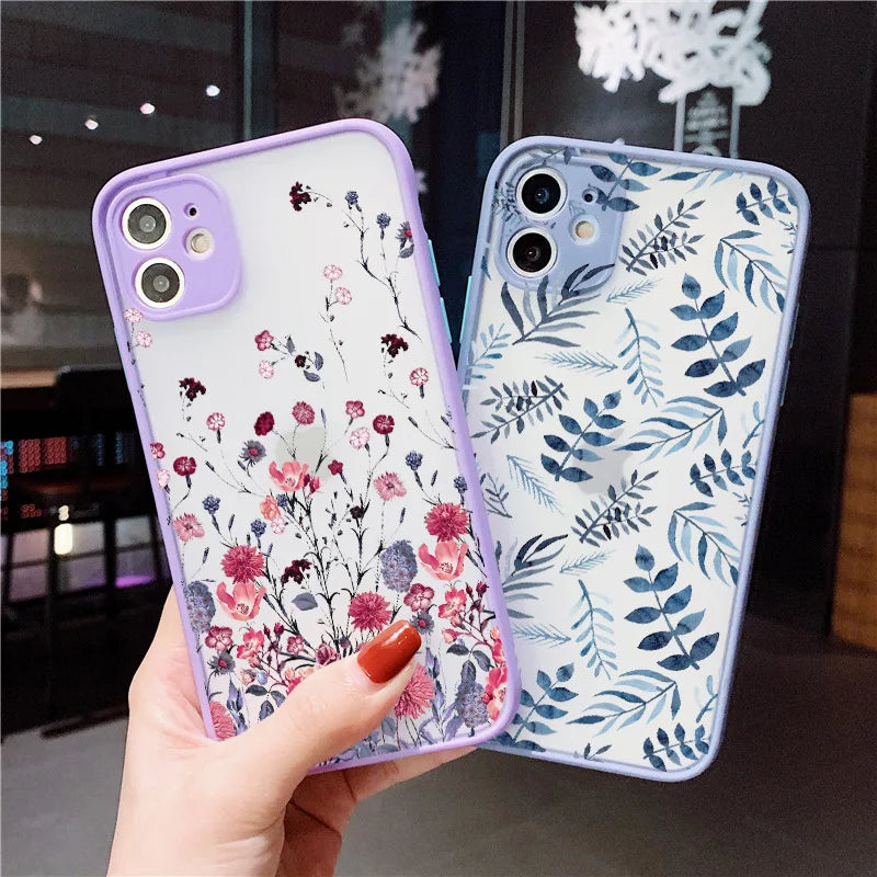 Premium Hand-Painted Flower iPhone Case - Shockproof Protective Cover