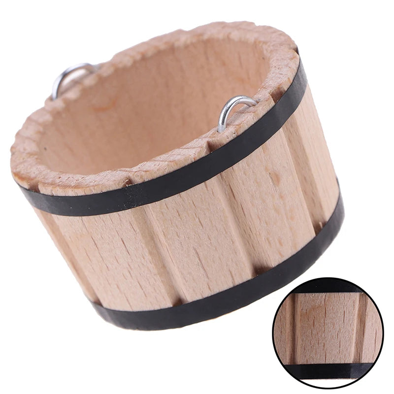 1PCS Wooden Basin Wooden Barrel Furniture Doll Houses Accessories  1:12 Dollhouse Miniatures
