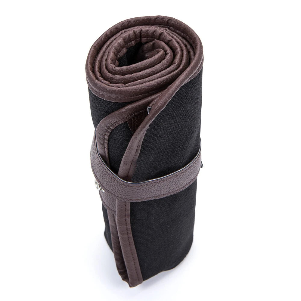 SeamiArt 72 Holder Pencil Bag Black Canvas Wrap Roll Up Pencil Case & Bag Holder Storage for Sketch Drawing Supplies