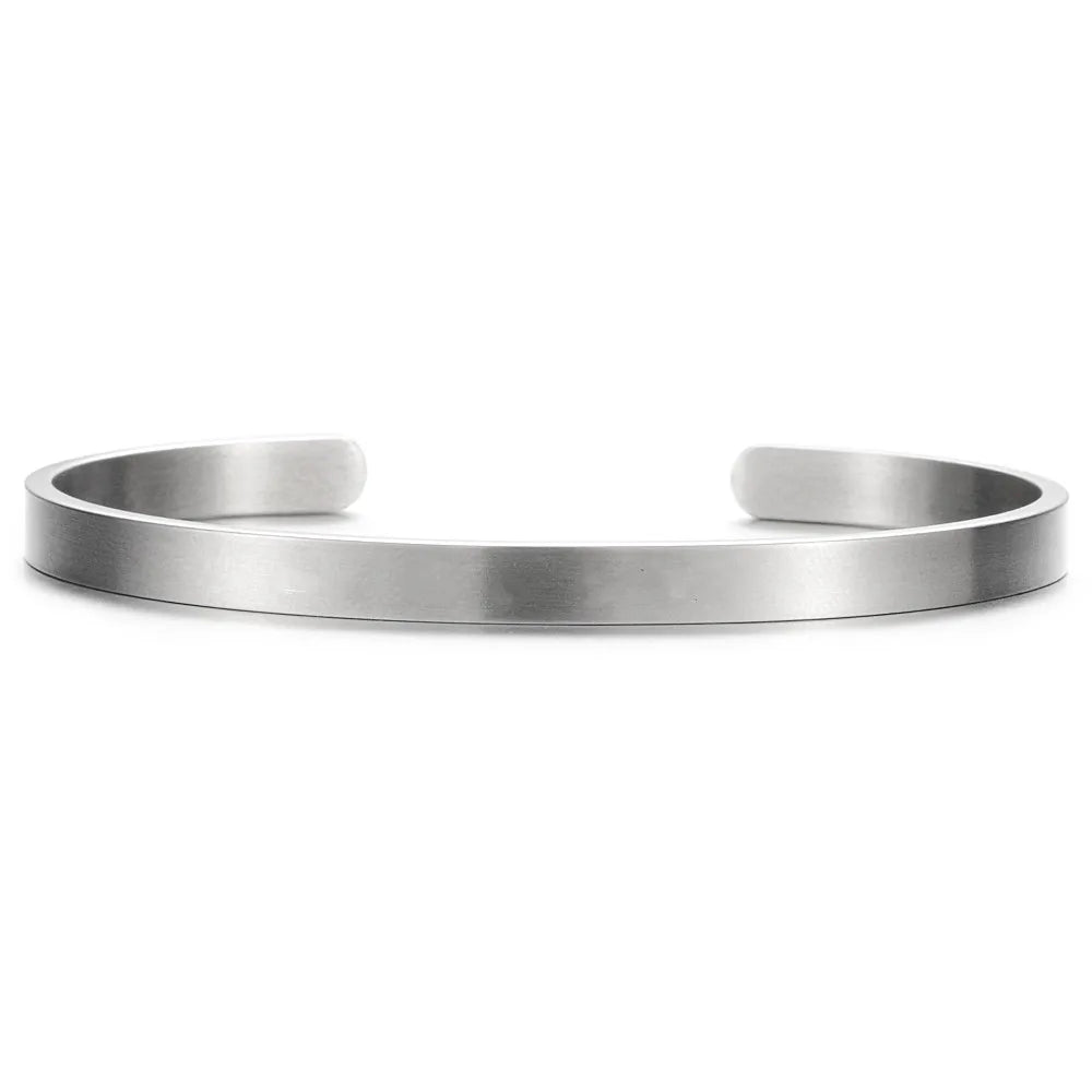 5mm Customized Coordinates Cuff Stainless Steel Bracelets for Womens Mens Personnalisé Engrave Brushed Matte Adjustable Bangles