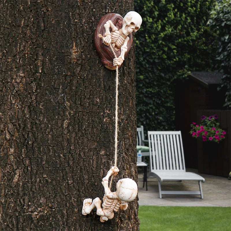 Tree-Themed Hand-painted Resin Crafts Artistic Climbing Rope Detail Outdoor Garden Halloween-Style Space Ornament Model