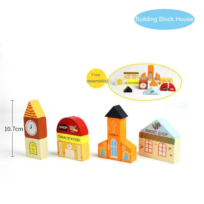 New Wooden Railway Train Track Set Accessoriess Train Station Tunnel Crane Fit All Brands Wood Tracks Educational Toys For Kids