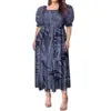 Best Price Wholesale Custom Hawaiian Tropical Flower Printing Multi Tiered Dresses Micronesia Puff Short Sleeve Ladies Dresses