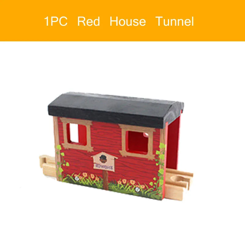 Wooden Train Track Accessories Wood Railway Track Train Station Bridge Tunnel Compatible All Brands Wooden Track Toys