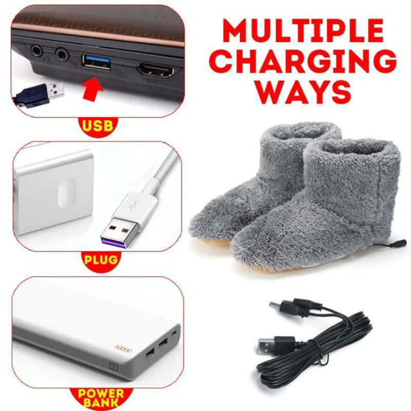 Winter Washable USB Electric Foot Warmer Shoes With 1PCS 1.5m 2.0 Interface Cable