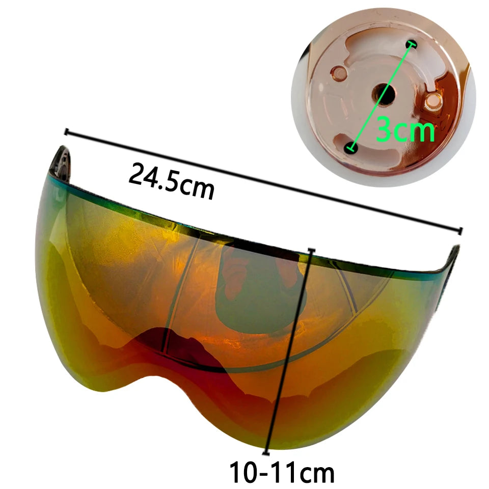 LOCLE Ski Snowboard Helmet Visor Lens Detachable Snow Mask Anti-fog Anti-UV Integrated Goggle Shield
