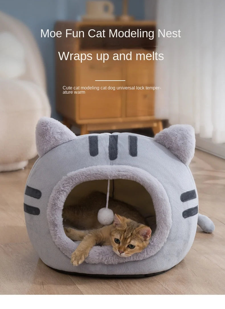 Autumn Winter Cat Houses Eco-Friendly Crystal Velvet Pet Beds Cute Cloth Caves for Small Animals