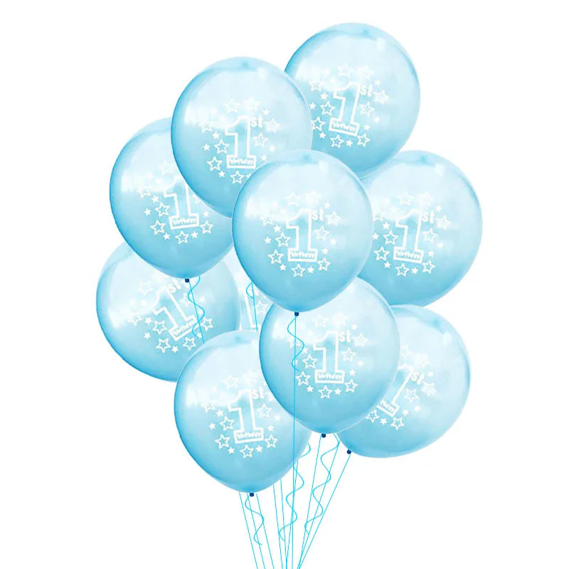 10/15pcs Pink 1st Birthday Balloon One 1 Year Old First Happy Birthday Party Decor Latex Ballons Globos Baby Shower Girl Favor