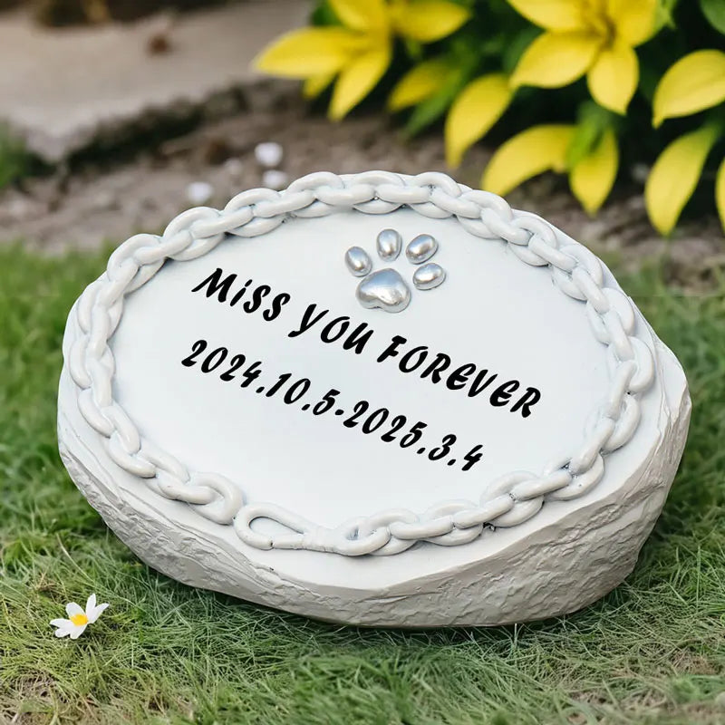 Customizable Cute Rainbow Paw Print Stone Decor - Halloween Home Decor & Indoor/Outdoor Decor Resin Craft Ornament