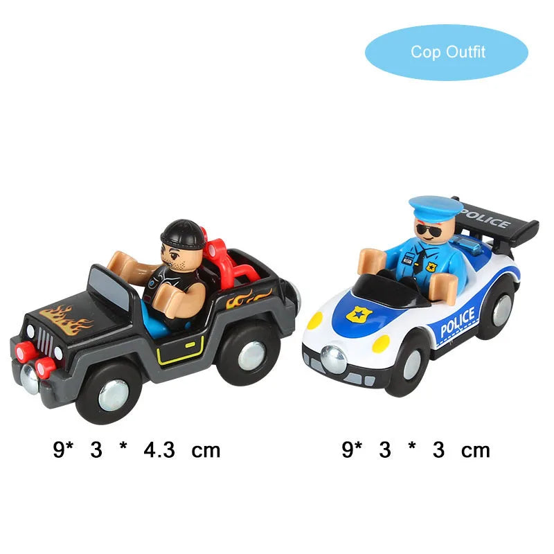 New Fire Truck Magnetic Train Car Ambulance Police Car Fire Truck Compatible Brio Wood Train Track Children's Toys