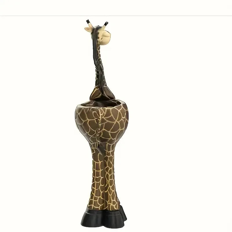 Cute Giraffe Shaped Resin Flower Vase White Flowers Nordic Style Hand-painted Animal Planter Christmas Home Decor for Desktop