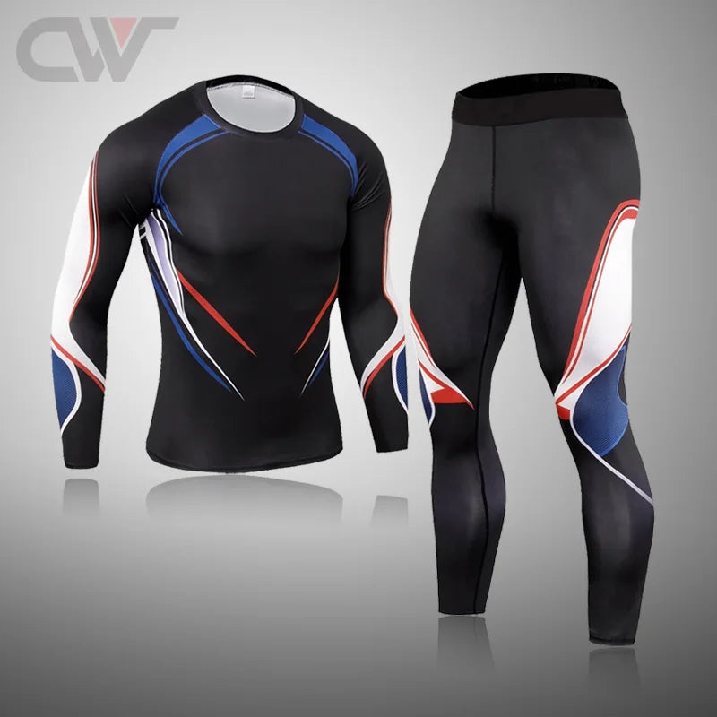 Winter New Men Ski Thermal Underwear Sets Compression Sweat Quick Drying Cycling Thermo Underwear Men Clothing Long Johns