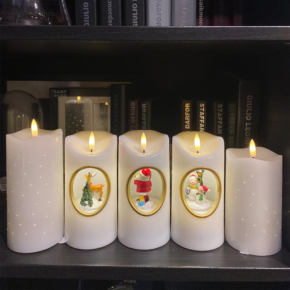 White Wax LED Candles Wedding & Graduation Decoration Battery Operated Flameless Pillars for Home Decor