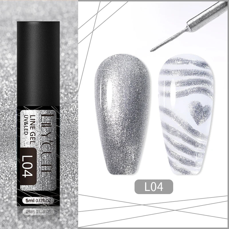 LILYCUTE Reflective Glitter Gel Nail Polish - 5ml Sparkling Liner