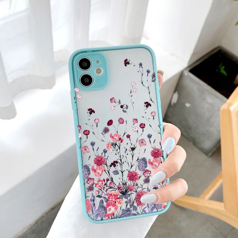Premium Hand-Painted Flower iPhone Case - Shockproof Protective Cover