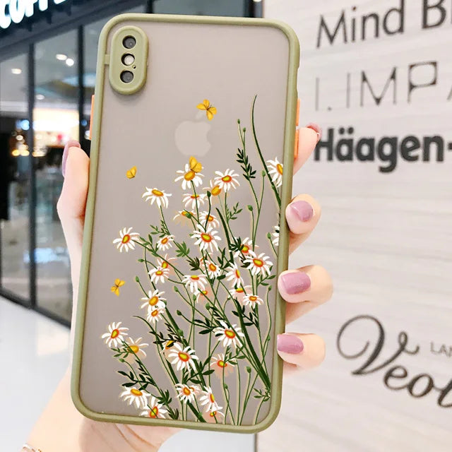 Premium Hand-Painted Flower iPhone Case - Shockproof Protective Cover