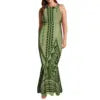 Undefined Polynesian Tribal Long Bodycon Sleeveless Mermaid Evening Dresses Tie Knotted Back Women's Fishtail Casual Dresses