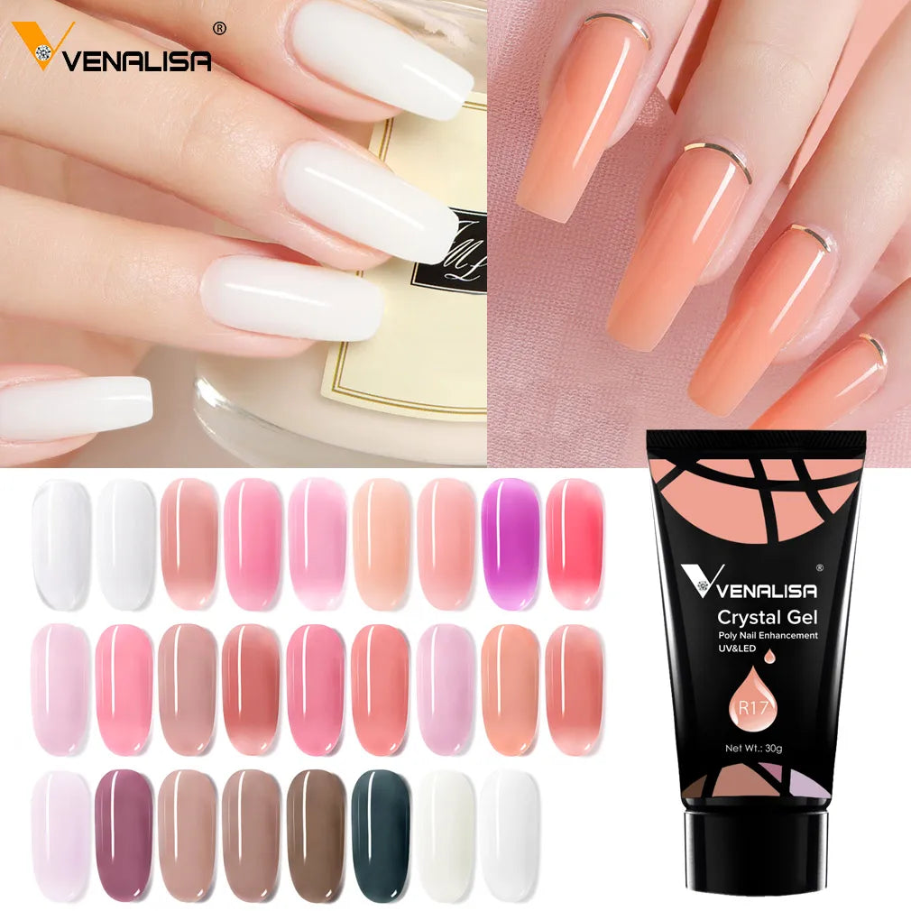 Venalisa Poly Nail Gel 30g - UV Hard Gel for French Manicure & Nail Extensions