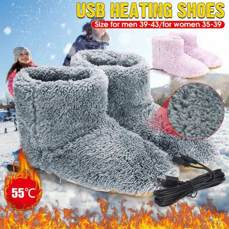 Winter Washable USB Electric Foot Warmer Shoes With 1PCS 1.5m 2.0 Interface Cable