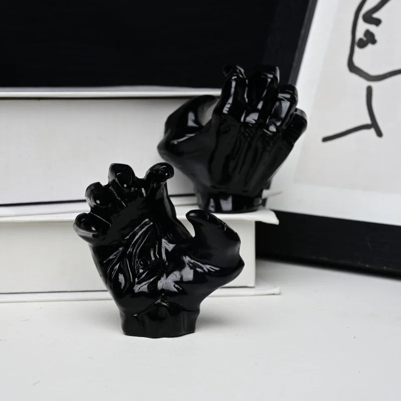 1pc CRYSTAL HOLA High Quality  Black Obsidian/flame Stone Demon Claw- Black Gothic Design, Perfect for Home Decor