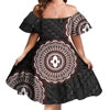 Off Shoulder Layered Ruffle Sleeve Tiered Twirl Dress Hawaiian Hibiscus Flower Printed Mini Dress Vestidos Para Fiesta Hawaiana