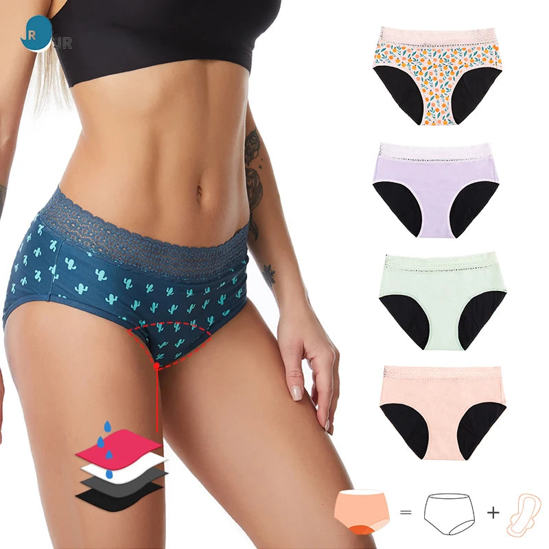 Custom 5 Layers Lace Hollow Out Postpartum Leakproof Waterproof Incontinence Absorbent Women Underwear Period Menstrual Panties