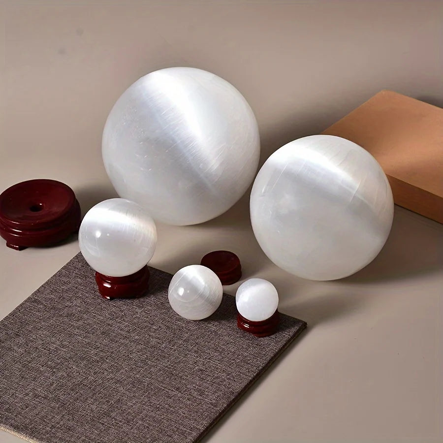 1 Pc CRYSTAL HOLA High Quality White Selenite Sphere Healing Crystal Ball  for Home Decor Meditation and Gift