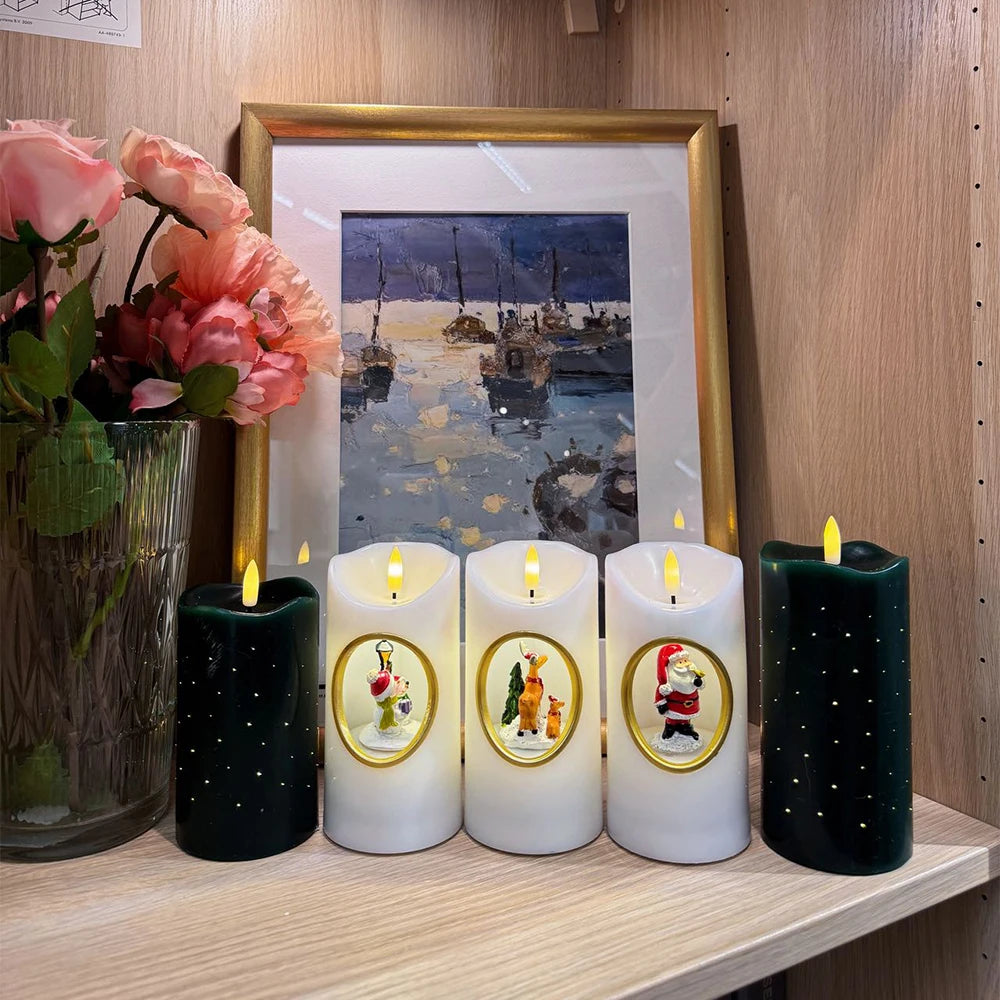 White Wax LED Candles Wedding & Graduation Decoration Battery Operated Flameless Pillars for Home Decor