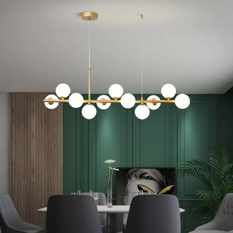 Premium Nordic Modern LED Pendant Light - Gold Glass Ball Multi-Head Chandelier