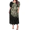 Best Price Wholesale Custom Hawaiian Tropical Flower Printing Multi Tiered Dresses Micronesia Puff Short Sleeve Ladies Dresses