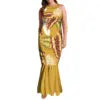 Undefined Polynesian Tribal Long Bodycon Sleeveless Mermaid Evening Dresses Tie Knotted Back Women's Fishtail Casual Dresses