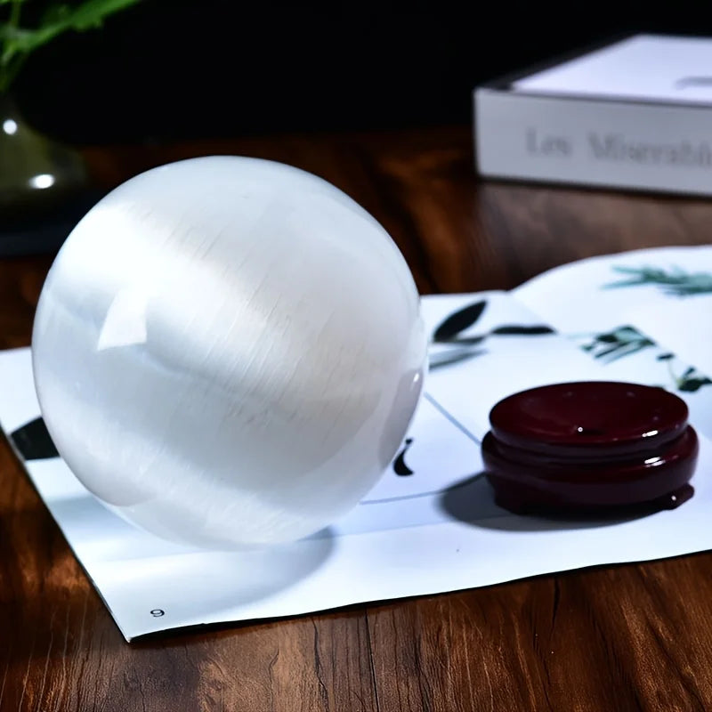 1 Pc CRYSTAL HOLA High Quality White Selenite Sphere Healing Crystal Ball  for Home Decor Meditation and Gift