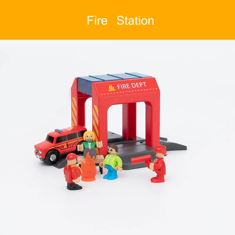 Wooden Train Track Accessories Wood Railway Track Train Station Bridge Tunnel Compatible All Brands Wooden Track Toys