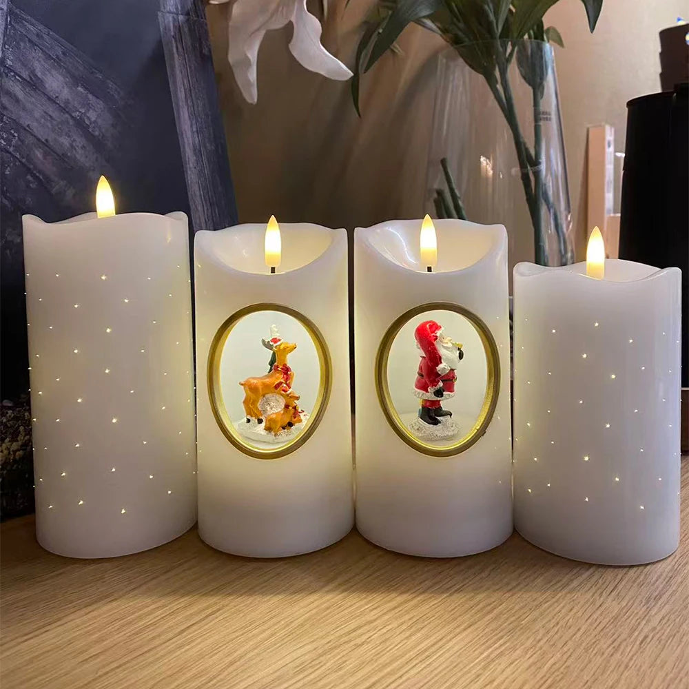 White Wax LED Candles Wedding & Graduation Decoration Battery Operated Flameless Pillars for Home Decor