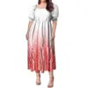 Best Price Wholesale Custom Hawaiian Tropical Flower Printing Multi Tiered Dresses Micronesia Puff Short Sleeve Ladies Dresses