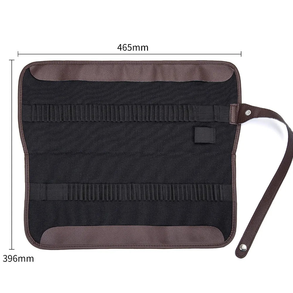 SeamiArt 72 Holder Pencil Bag Black Canvas Wrap Roll Up Pencil Case & Bag Holder Storage for Sketch Drawing Supplies