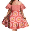 Off Shoulder Layered Ruffle Sleeve Tiered Twirl Dress Hawaiian Hibiscus Flower Printed Mini Dress Vestidos Para Fiesta Hawaiana